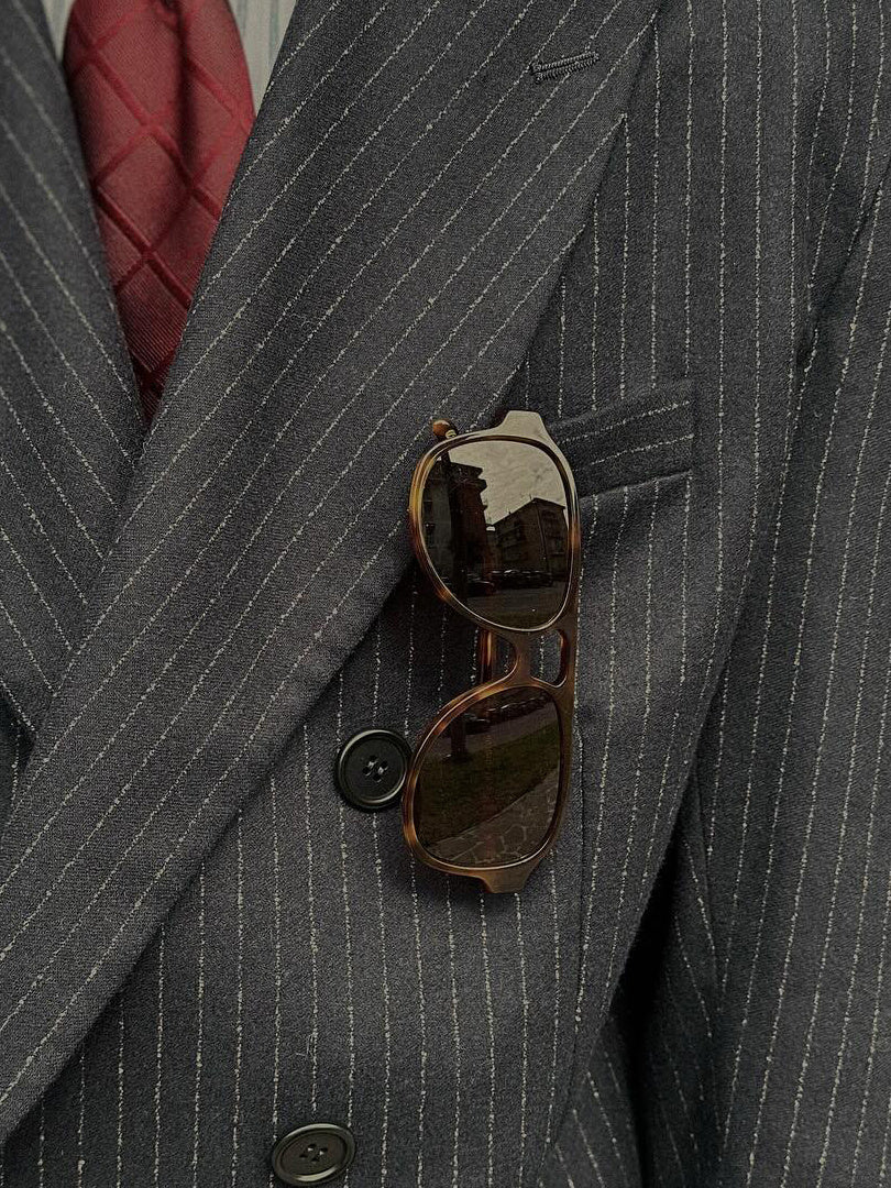Costume Homme Rayures Diplomatiques Double Boutonnage - Élégance Classique - SADJÉ