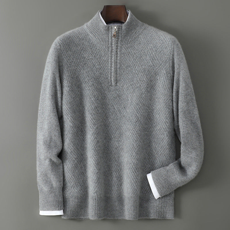 Pull Homme Col Montant Laine Pure - Design Zip Élégant - SADJÉ