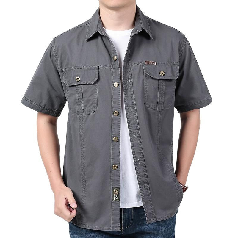 Chemise Homme Unie Manches Courtes - Coupe Ample Décontractée - SADJÉ