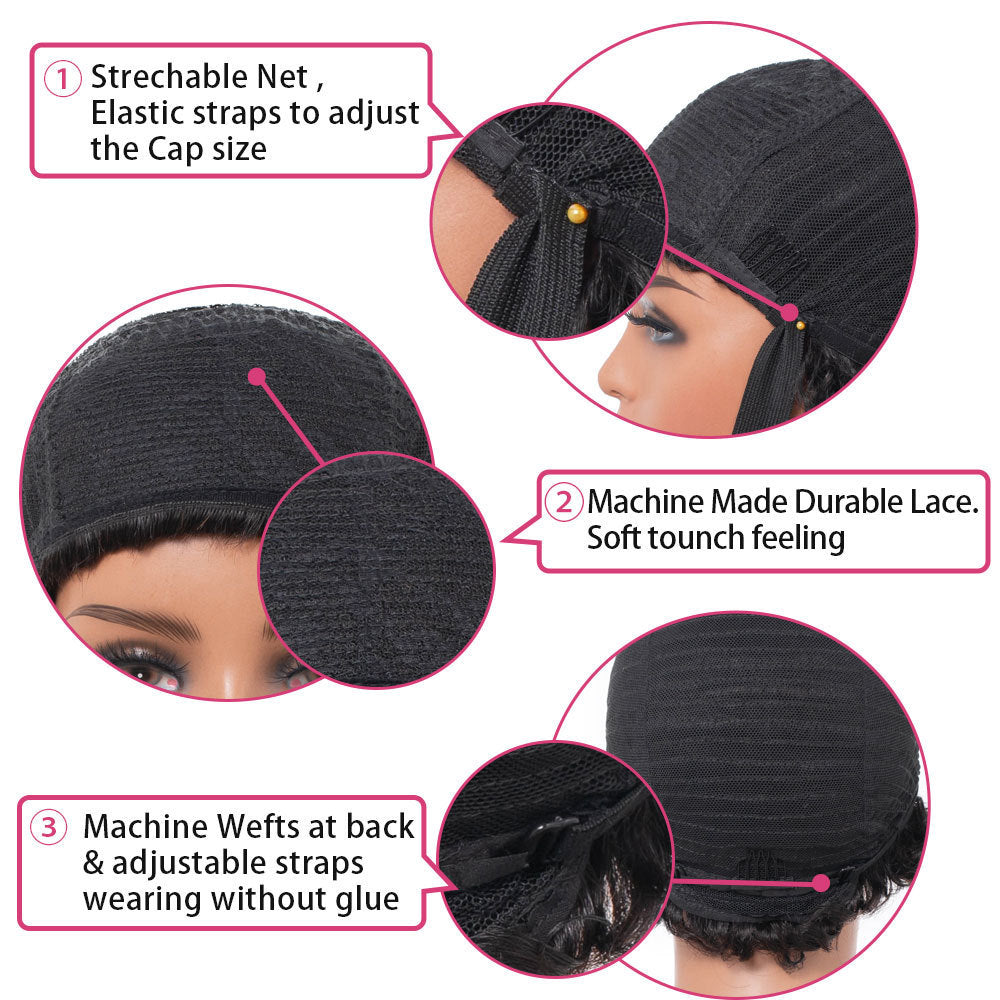 Perruque Cheveux Naturels Kinky Curly avec Frange - Densité 150% et 180% - SADJÉ