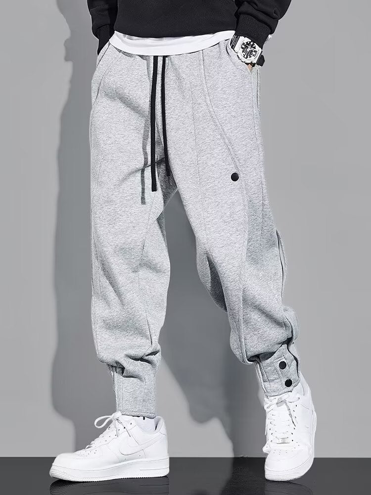 Pantalon Survêtement Homme Ample PU - Jogging Décontracté Noir Gris Grande Taille - SADJÉ
