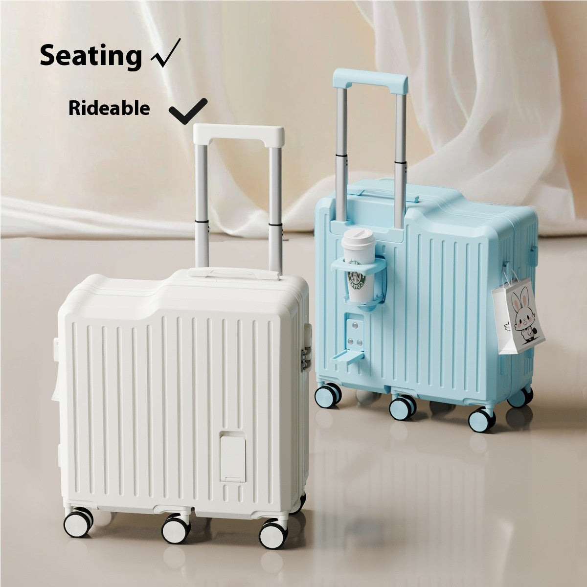 Valise Trolley 22 Pouces - Design Moderne avec Siège Intégré ABS PC - SADJÉ