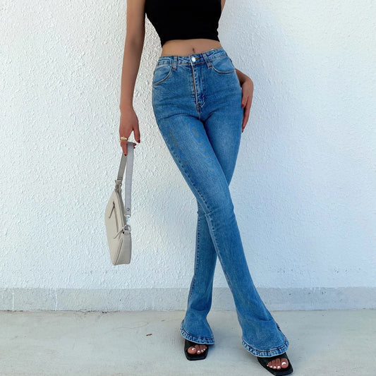 Jean Femme Taille Haute - Droit Casual Micro-Élastique - SADJÉ