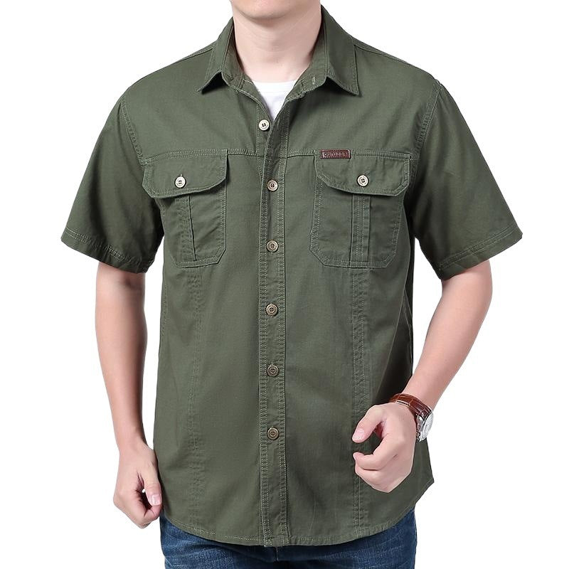 Chemise Homme Unie Manches Courtes - Coupe Ample Décontractée - SADJÉ