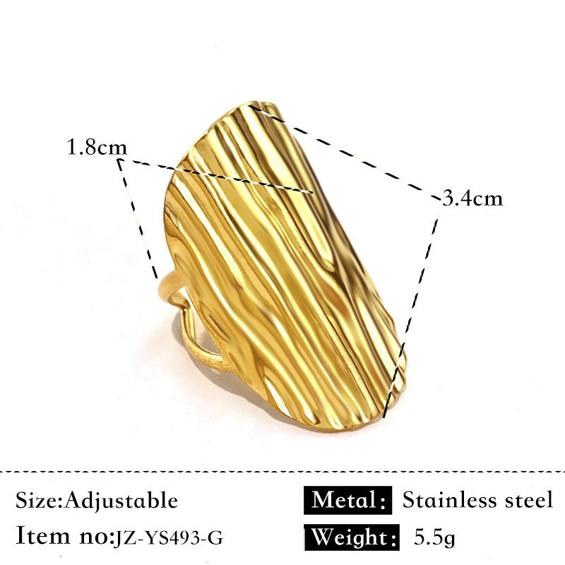 Bague Acier Inoxydable Plaqué Or 18K - Anneau Simple Brillant Élégant Femme - SADJÉ