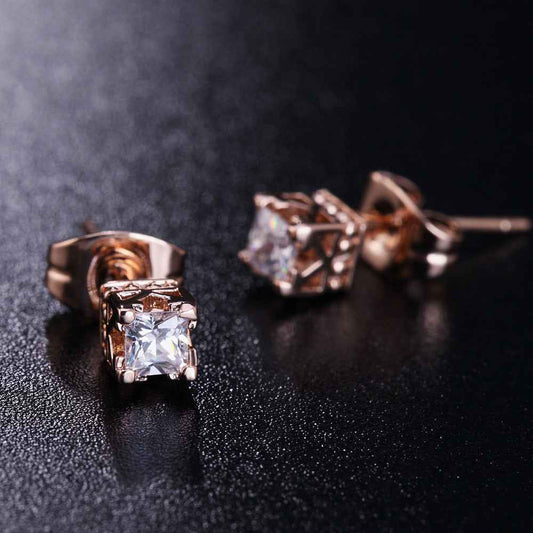 Boucles d'Oreilles Zircon 4 Griffes – Plaqué Or Blanc - SADJÉ