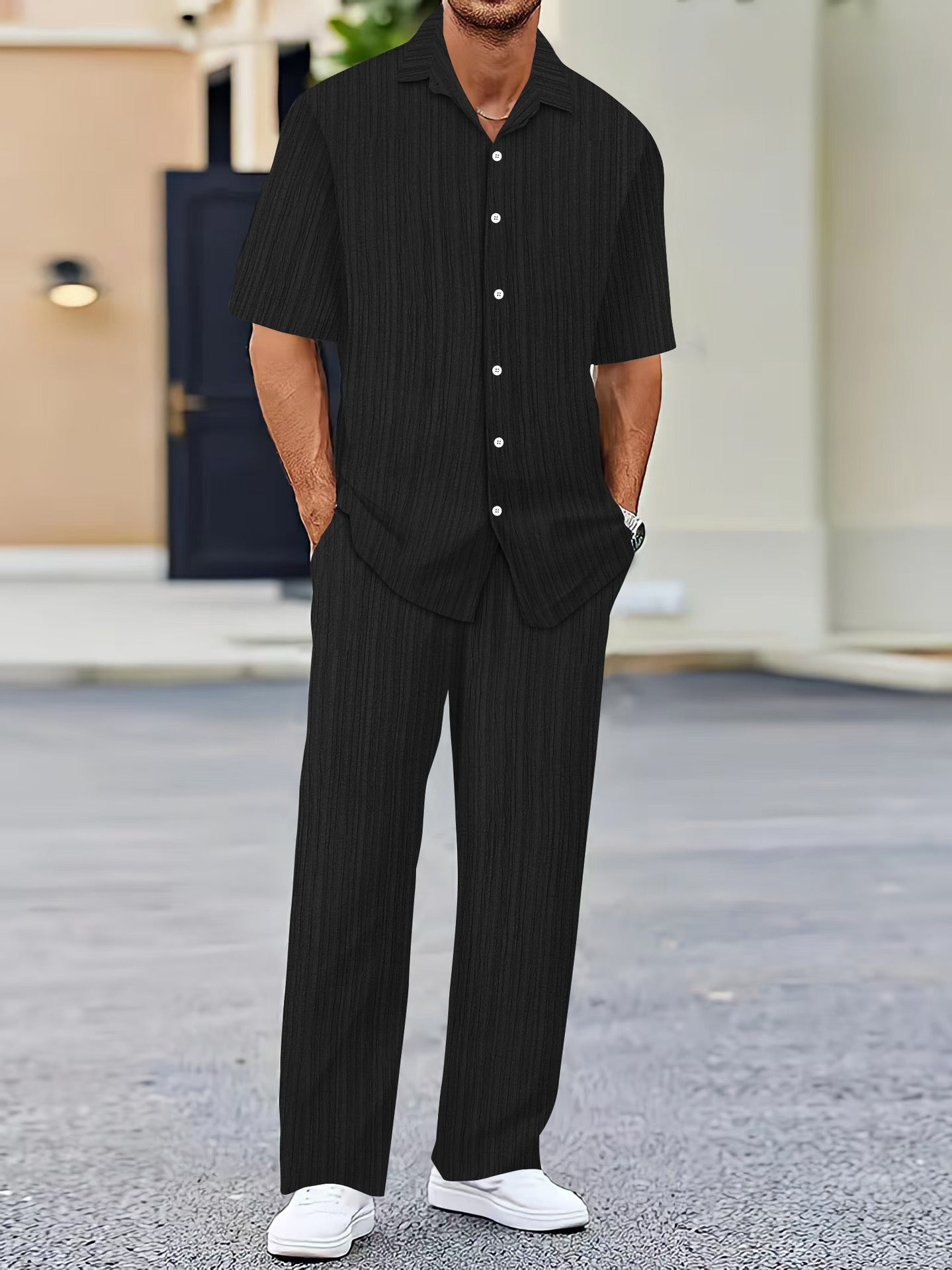 Ensemble Homme Manches Courtes Uni - Costume Décontracté Mode - SADJÉ
