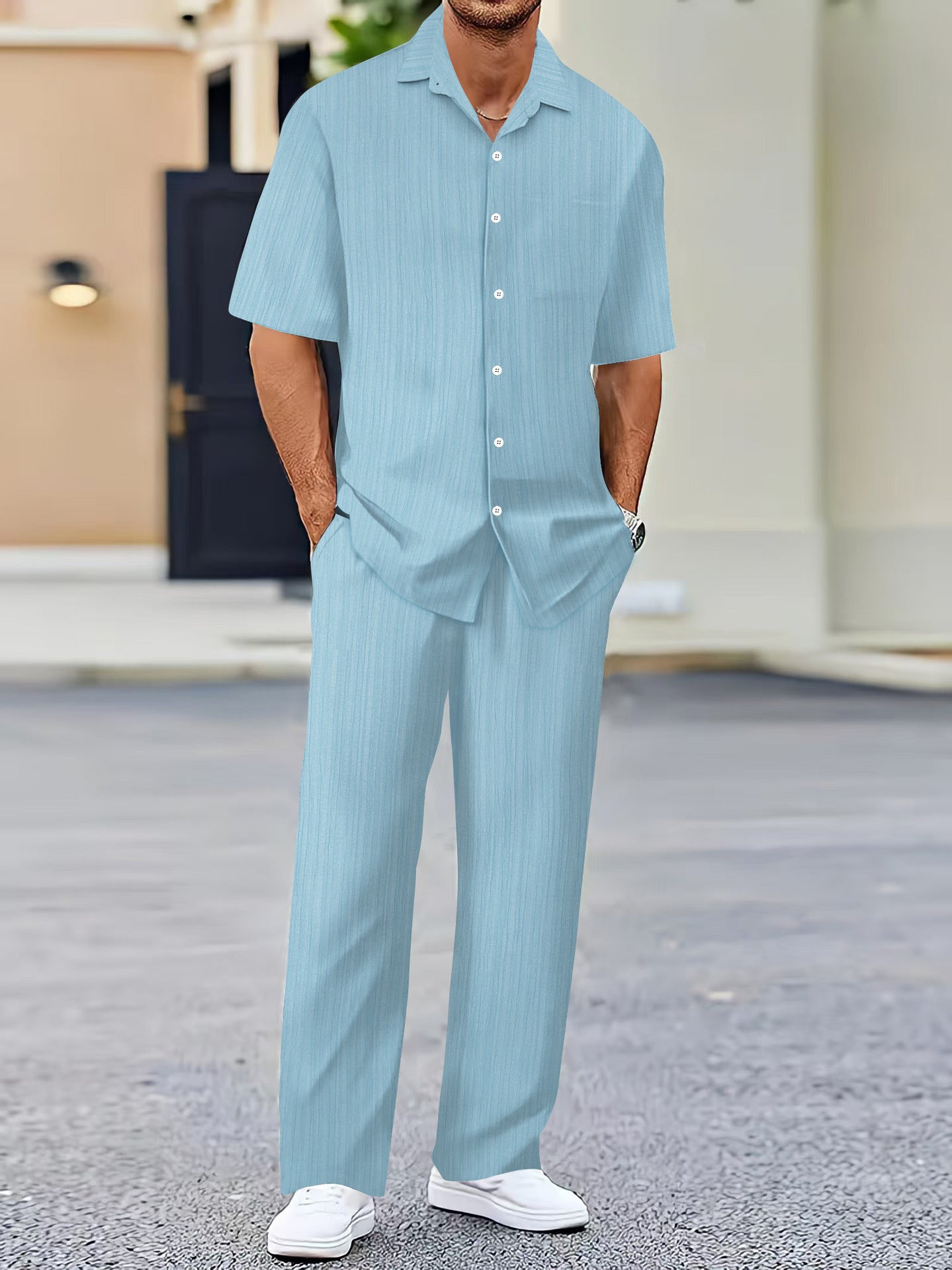 Ensemble Homme Manches Courtes Uni - Costume Décontracté Mode - SADJÉ