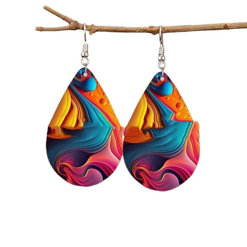 Boucles d'Oreilles Gouttes – Acrylique Motifs Planètes - SADJÉ