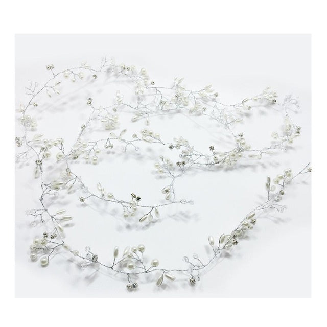 Accessoires Cheveux Mariage Perles Cristal - Bandeau Long Mariée - SADJÉ