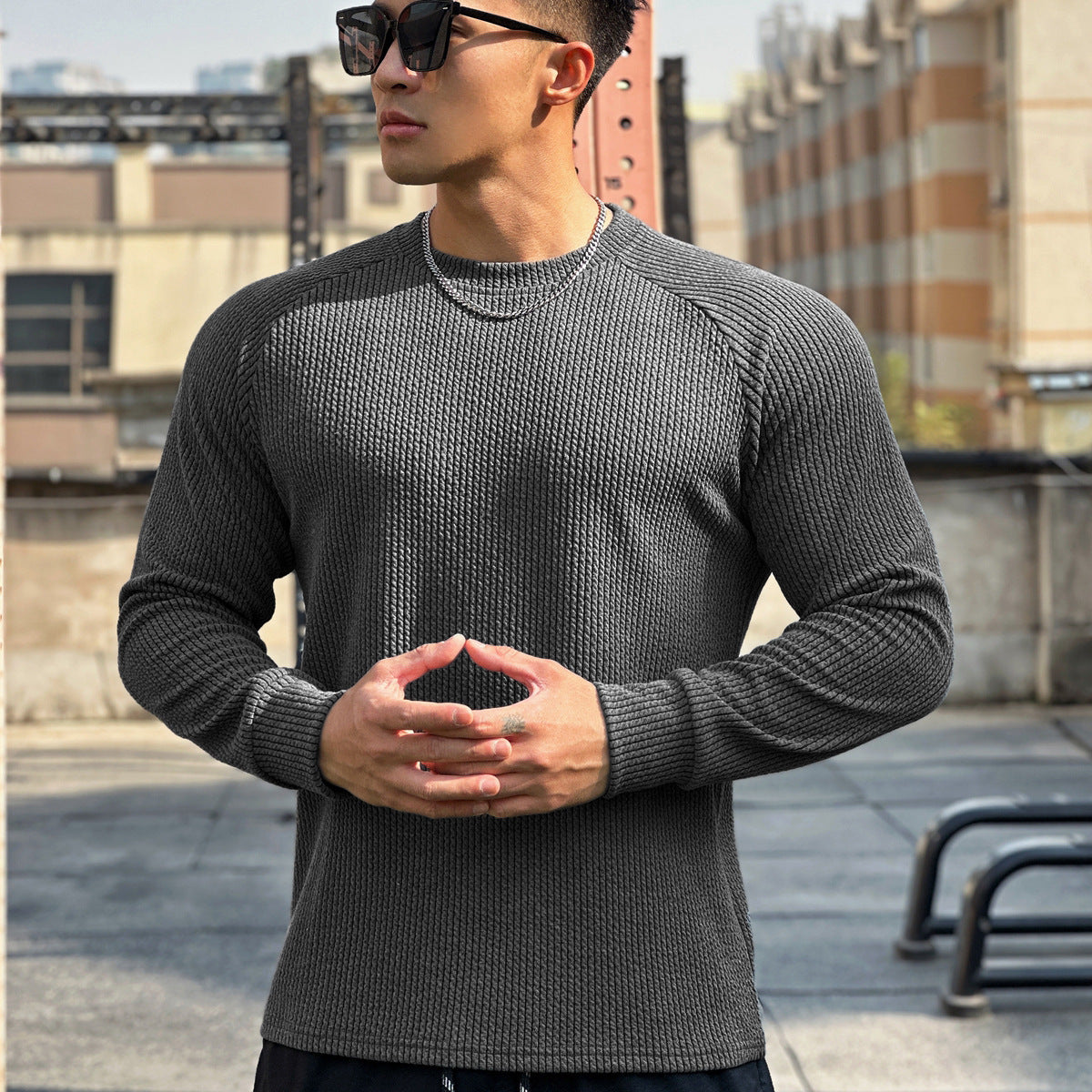 Pull Homme Col Rond Grande Taille - Pullover Casual Manches Longues - SADJÉ