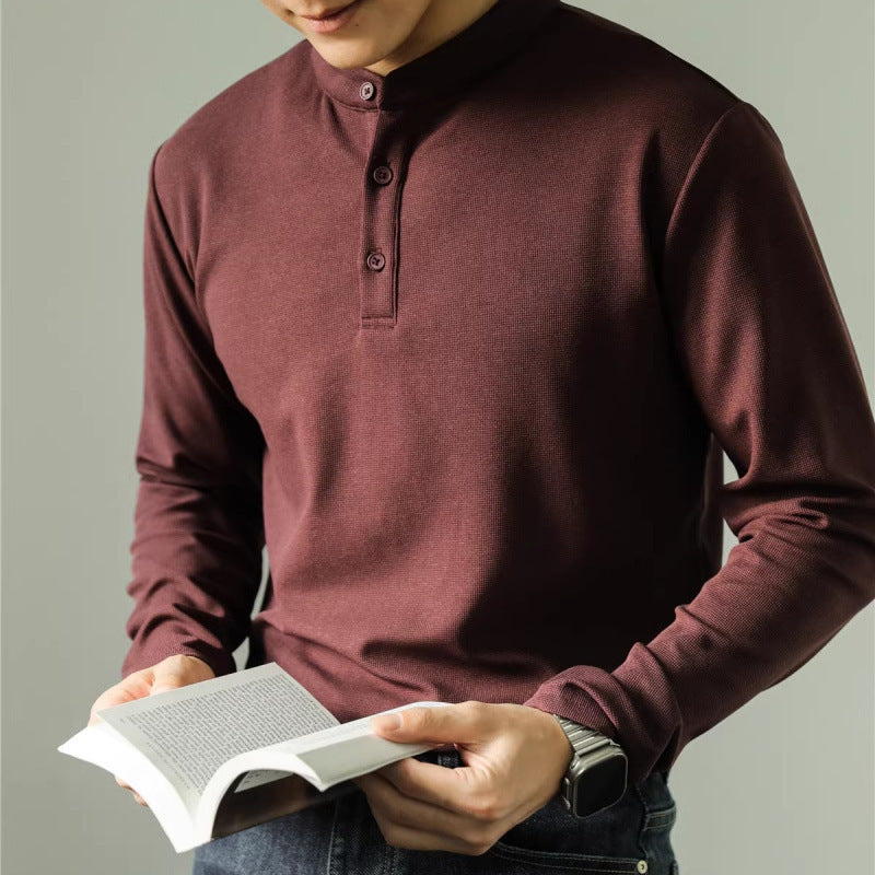 Polo Homme Manches Longues Uni - T-shirt Fitness Couleur Unie - SADJÉ