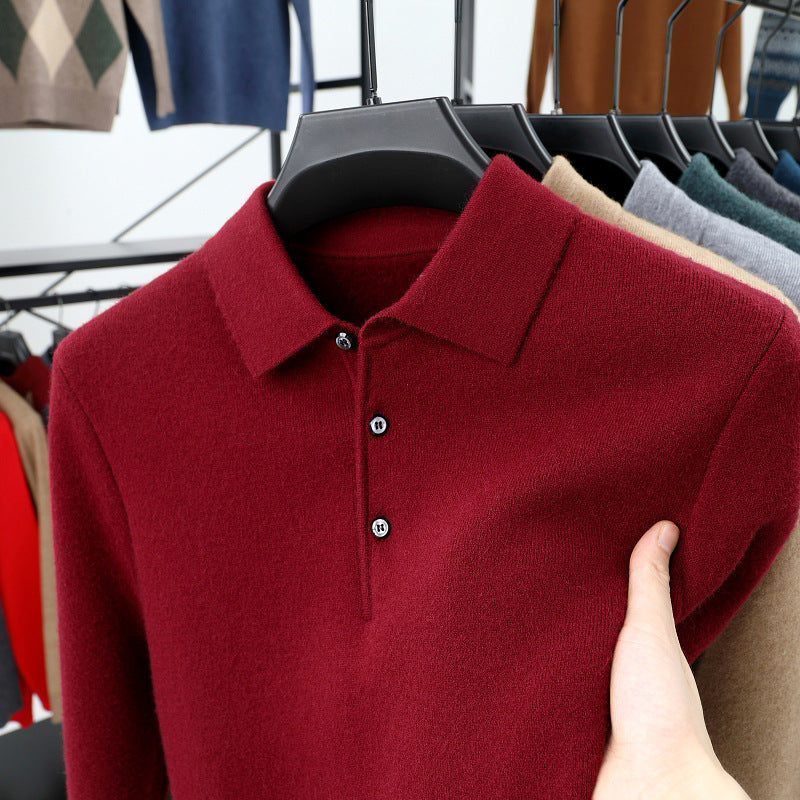 Polo Homme Col Retourné Manches Longues - Pull Tricot Fashion - SADJÉ