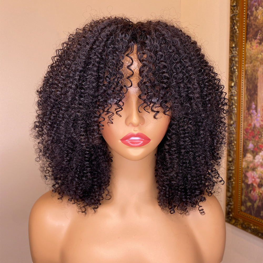 Perruque Cheveux Naturels Kinky Curly avec Frange - Densité 150% et 180% - SADJÉ