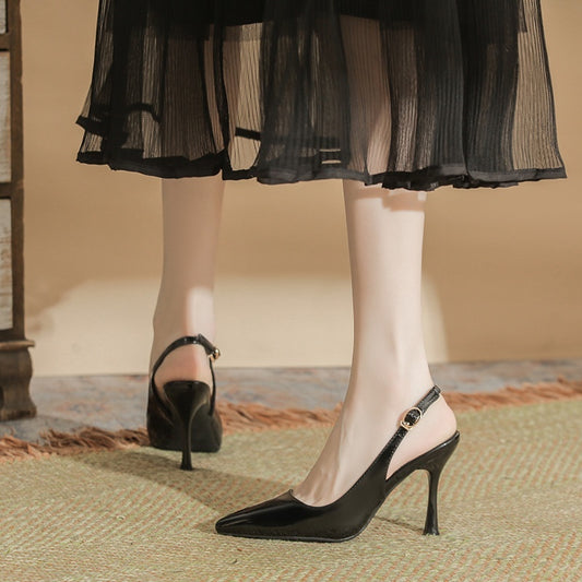 Escarpins Talons Hauts Femme - Cuir Verni Style Coréen Bout Pointu - SADJÉ