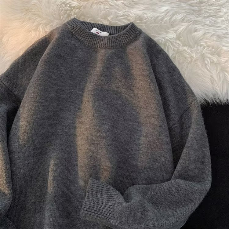 Pull Homme Col Rond Loose Fit - Sweater Simple Printemps Automne - SADJÉ