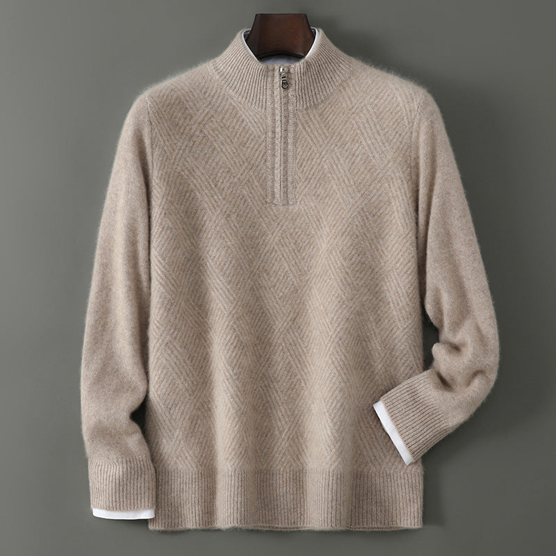 Pull Homme Col Montant Laine Pure - Design Zip Élégant - SADJÉ