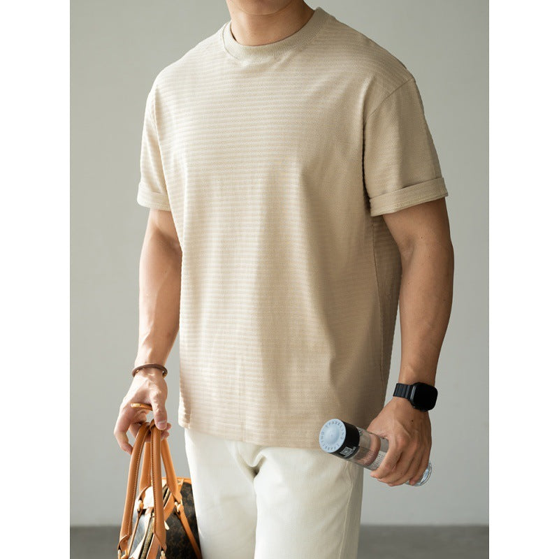 T-Shirt Homme Manches Raglan Rayé Anti-Froissement - Respirant - SADJÉ