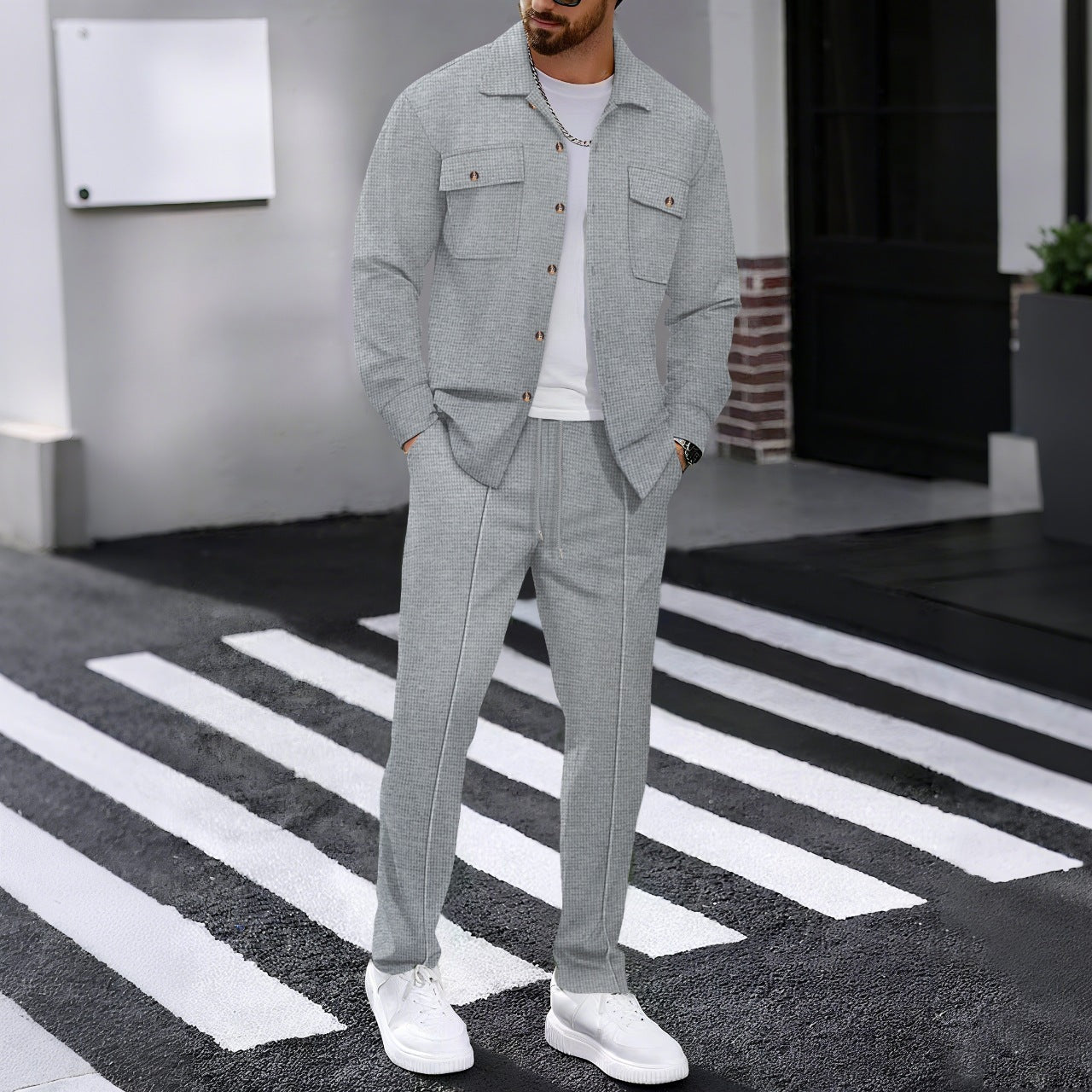 Ensemble Homme Casual Gaufré - Chemise et Pantalon - SADJÉ
