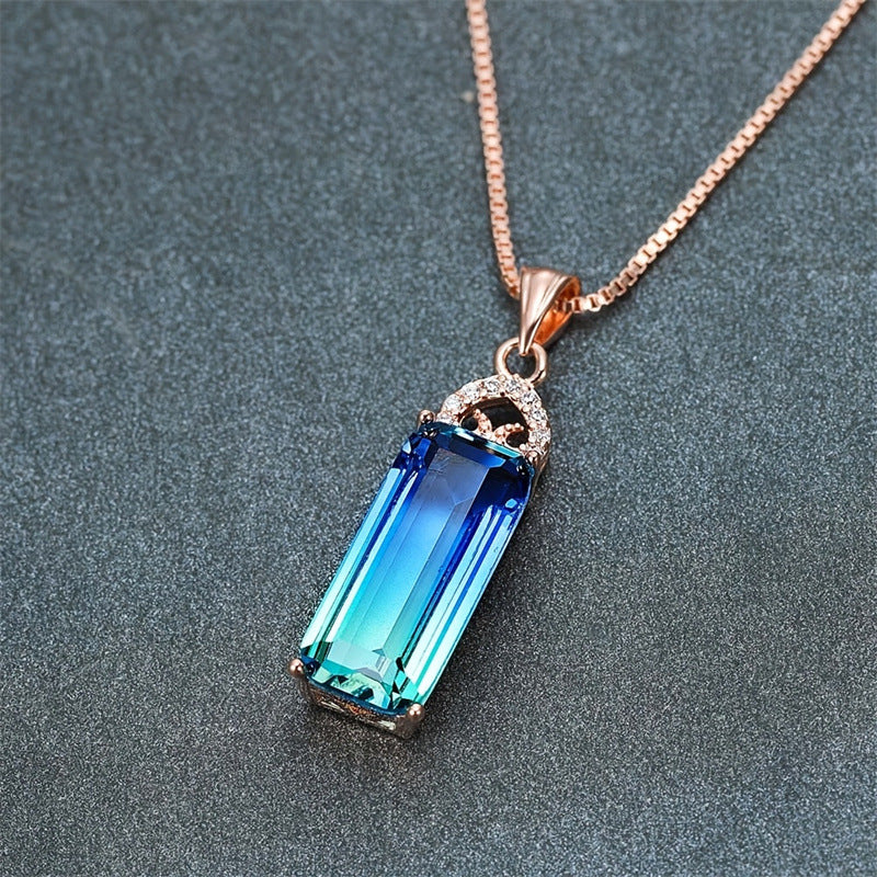 Collier Pendentif Cœur Pierre Carrée 15g - Chaîne Métallique - SADJÉ