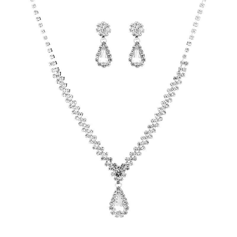 Parure Bijoux Gouttes d'Eau - Collier et Boucles d'Oreilles Strass 35g - SADJÉ