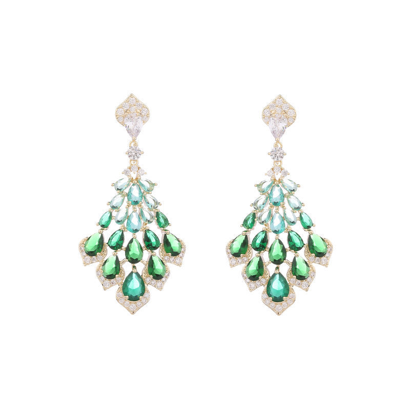 Boucles d'Oreilles Zircon Goutte d'Eau – Motifs Pétales 4 Couleurs - SADJÉ