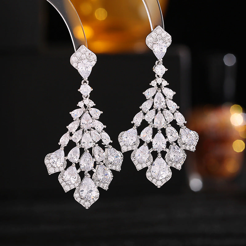 Boucles d'Oreilles Zircon Goutte d'Eau – Motifs Pétales 4 Couleurs - SADJÉ
