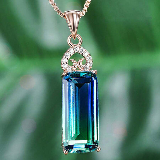 Collier Pendentif Cœur Pierre Carrée 15g - Chaîne Métallique - SADJÉ