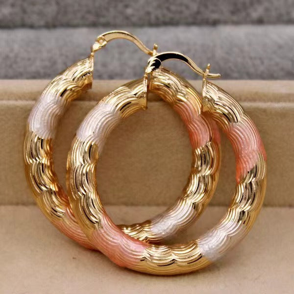 Boucles d'Oreilles Cuivre Galvanisé – Motifs Tricolores Géométriques - SADJÉ