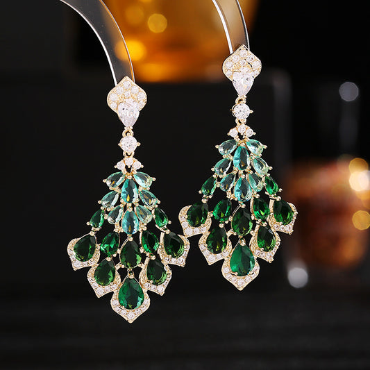 Boucles d'Oreilles Zircon Goutte d'Eau – Motifs Pétales 4 Couleurs - SADJÉ