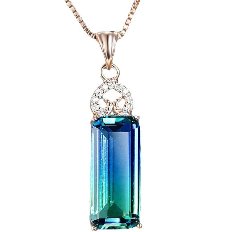 Collier Pendentif Cœur Pierre Carrée 15g - Chaîne Métallique - SADJÉ