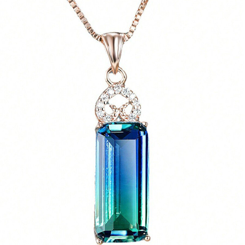 Collier Pendentif Cœur Pierre Carrée 15g - Chaîne Métallique - SADJÉ