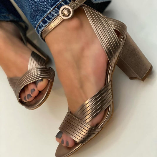 Sandales Femme Talons Hauts Bout Rond - Été Élégant Grande Taille - SADJÉ