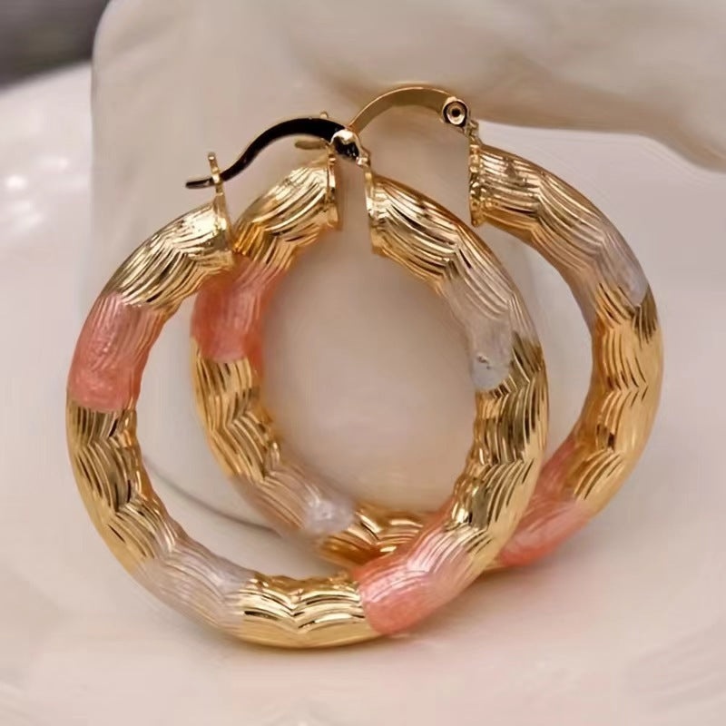 Boucles d'Oreilles Cuivre Galvanisé – Motifs Tricolores Géométriques - SADJÉ