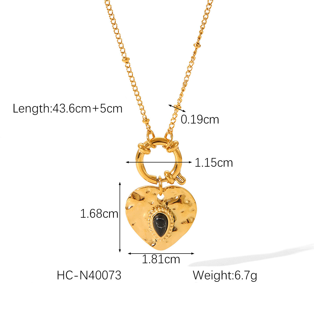 Collier Pendentif Cœur – Acier Titane Hypoallergénique Doré - SADJÉ