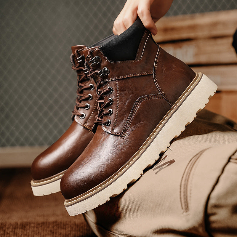 Boots Homme Montantes Plateforme - Chaussures Moto Sport Worker Style - SADJÉ