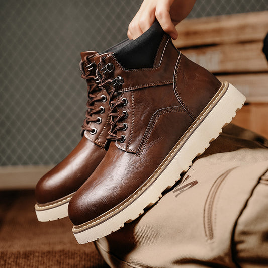 Boots Homme Montantes Plateforme - Chaussures Moto Sport Worker Style - SADJÉ