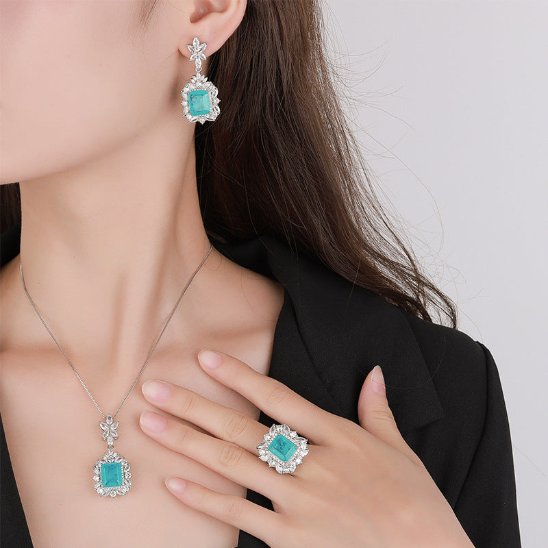 Parure Bijoux Cuivre Plaqué 24g - Motifs Géométriques Carrés - SADJÉ