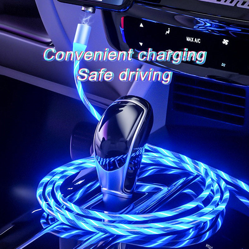 Câble Charge Magnétique LED 3-en-1 - USB-C Micro USB Lightning Rapide - SADJÉ