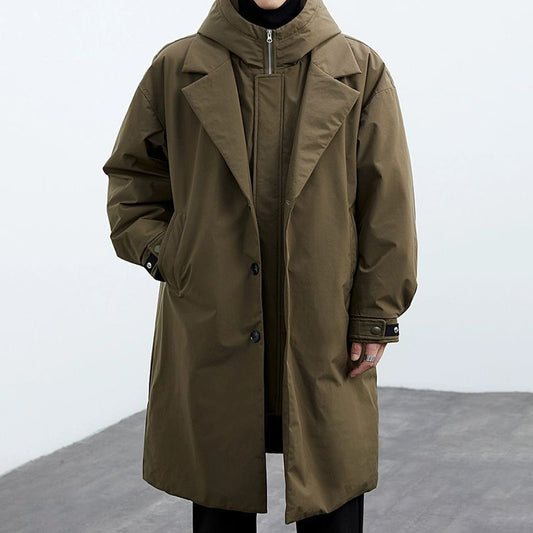 Trench Coat Homme Mi-Long à Capuche - Manteau Double Effet - SADJÉ