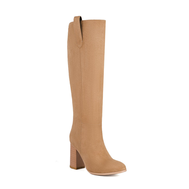 Bottes Hautes Femme en Daim - Talons Épais Plateforme - SADJÉ