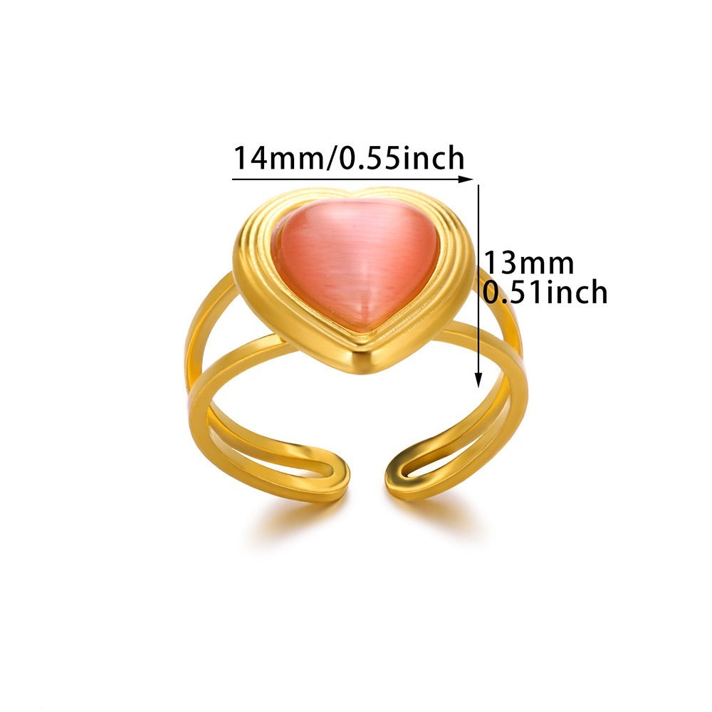 Bague Cœur Acier Inoxydable Rétro - Pendentif Suspendu Personnalité Polyvalente - SADJÉ