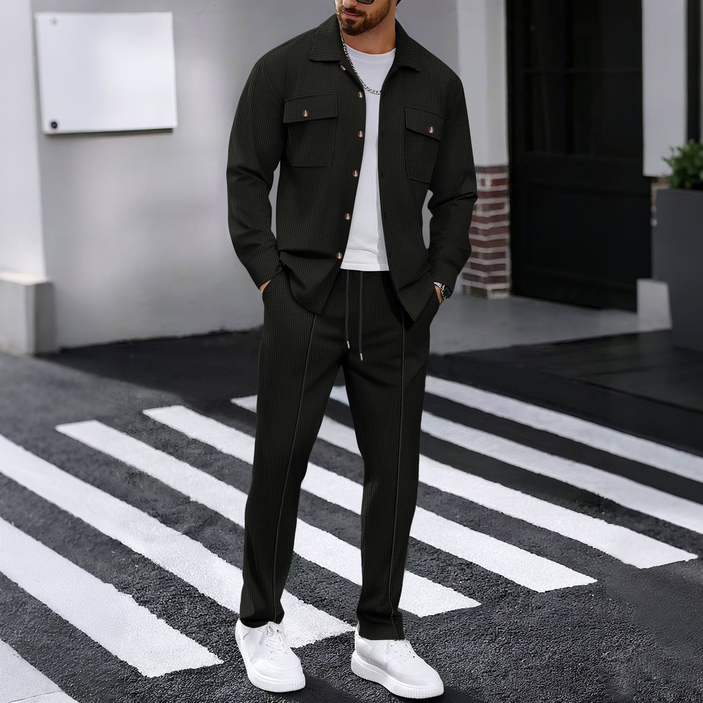 Ensemble Homme Casual Gaufré - Chemise et Pantalon - SADJÉ