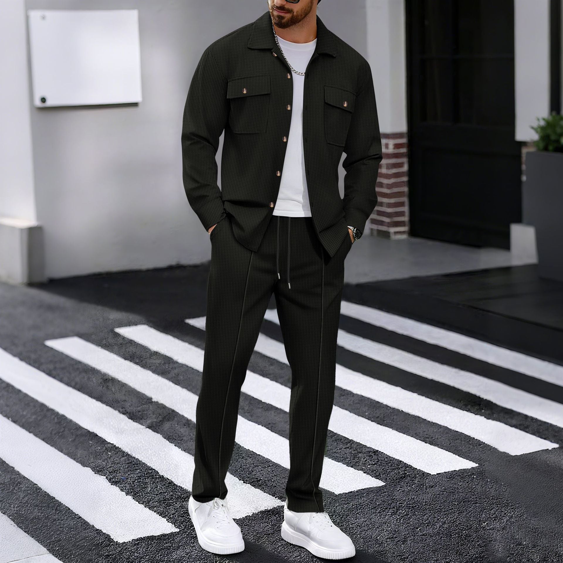 Ensemble Homme Casual Gaufré - Chemise et Pantalon - SADJÉ