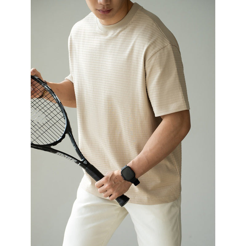 T-Shirt Homme Manches Raglan Rayé Anti-Froissement - Respirant - SADJÉ