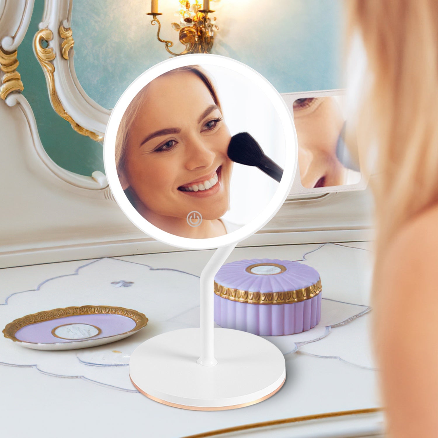 Miroir Maquillage Lumineux Grossissant 5X LED Rechargeable - SADJÉ