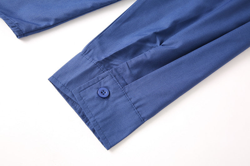 Chemise Homme Col Montant Bleu - Style Décontracté Business Casual Adolescent - SADJÉ