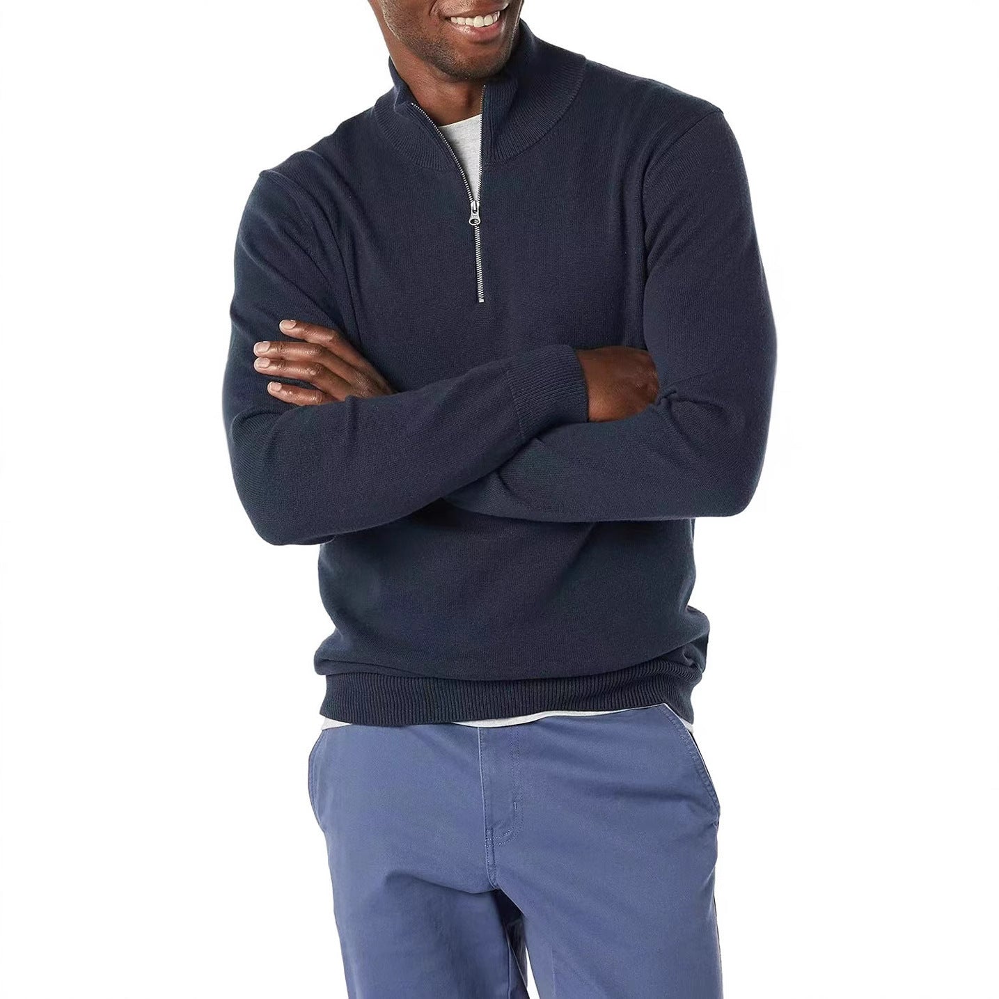 Pull Homme Polo Demi-Zip - Style Fashion Manches Longues - SADJÉ