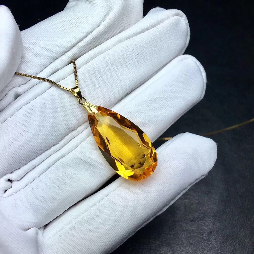 Pendentif Or 18K Citrine - Forme Goutte d'Eau - SADJÉ
