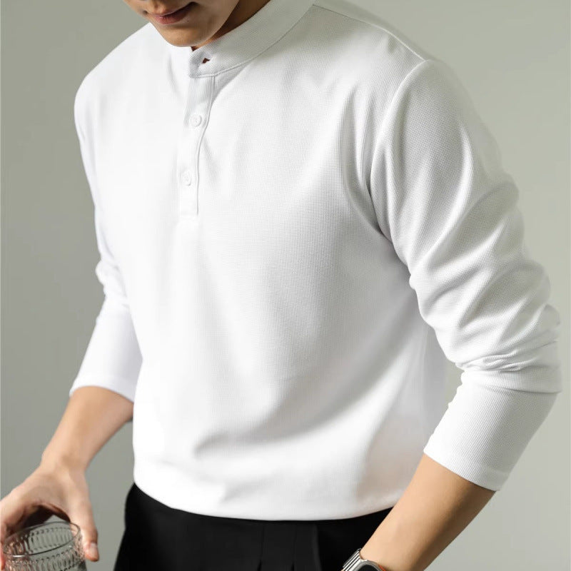 Polo Homme Manches Longues Uni - T-shirt Fitness Couleur Unie - SADJÉ